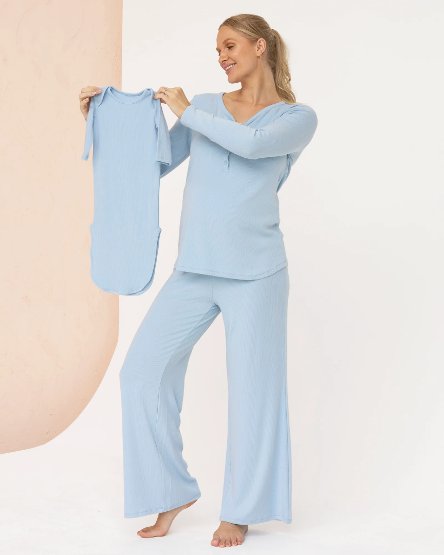 3-Piece Isabelle Maternity Sleepwear PJ set - Blue