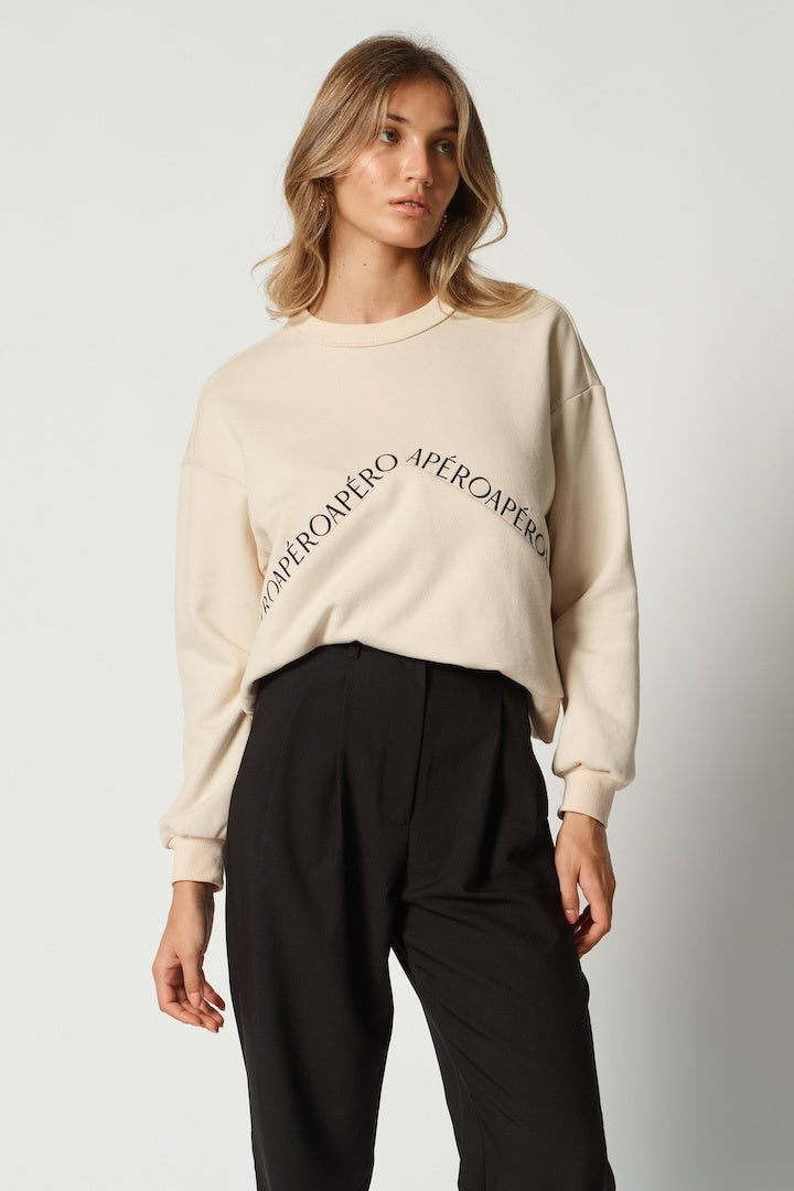 Apéro Kyro Cropped Panel Jumper - Cream / Black