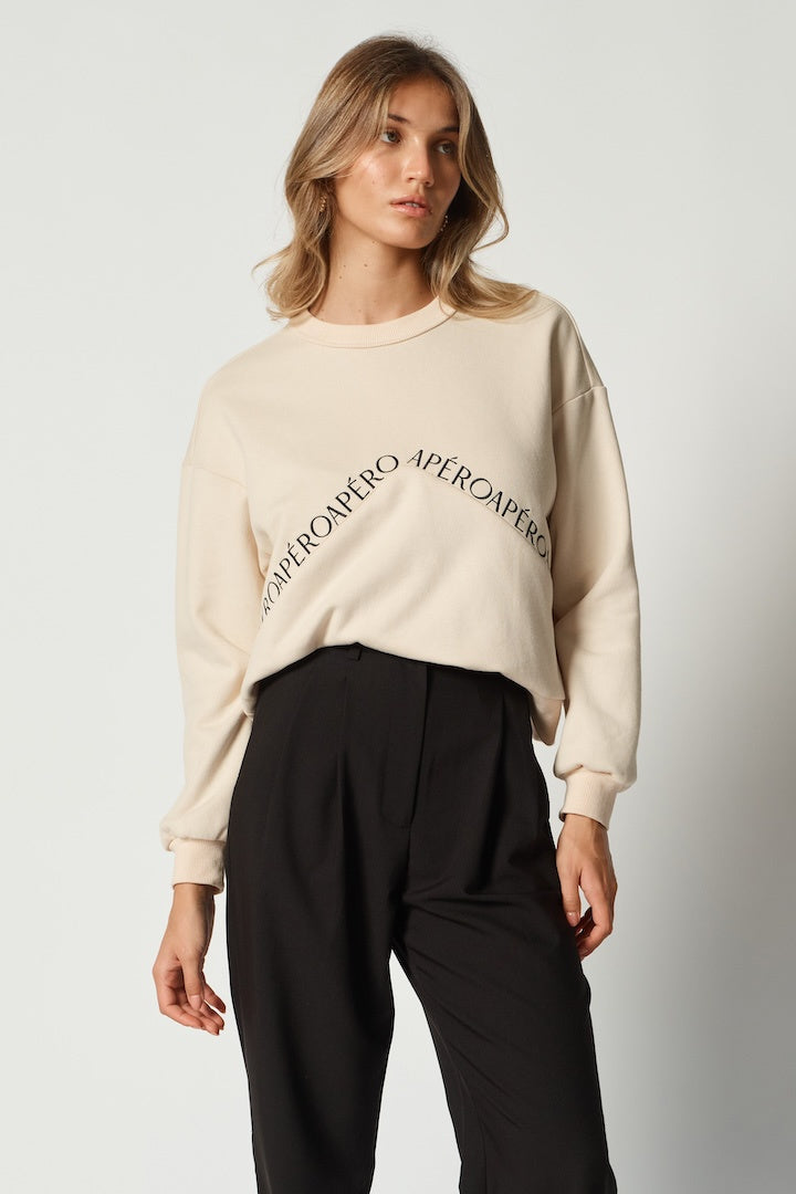 Apéro Kyro Cropped Panel Jumper - Cream /  Black