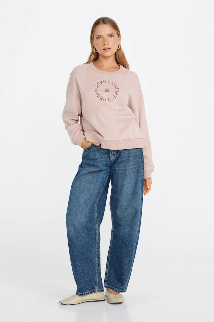 Apero Amalie Oversized Cropped Panel Jumper - Dusk Pink