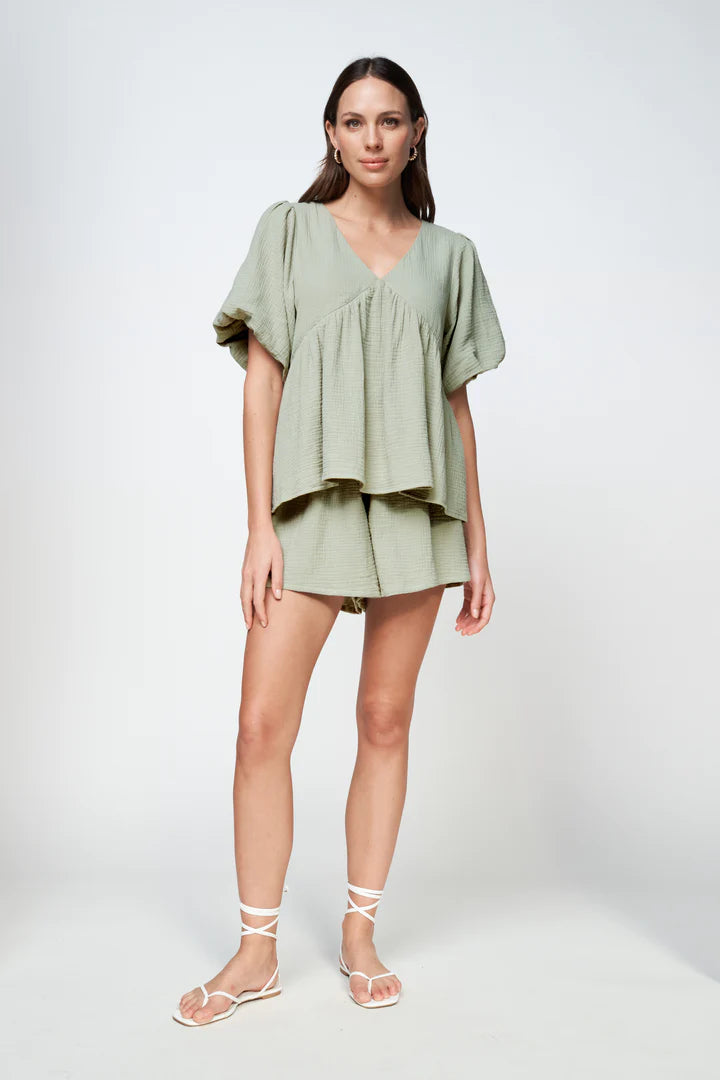 Santorini Babydoll Top - Sage