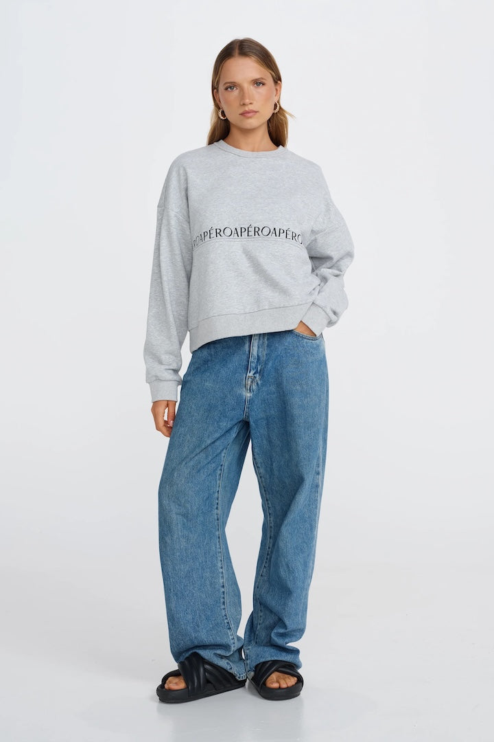 Apero Splice Oversized Panel Jumper - Grey Marle / Black