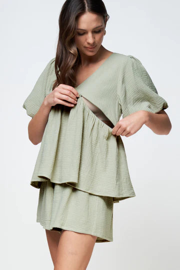 Santorini Babydoll Top - Sage