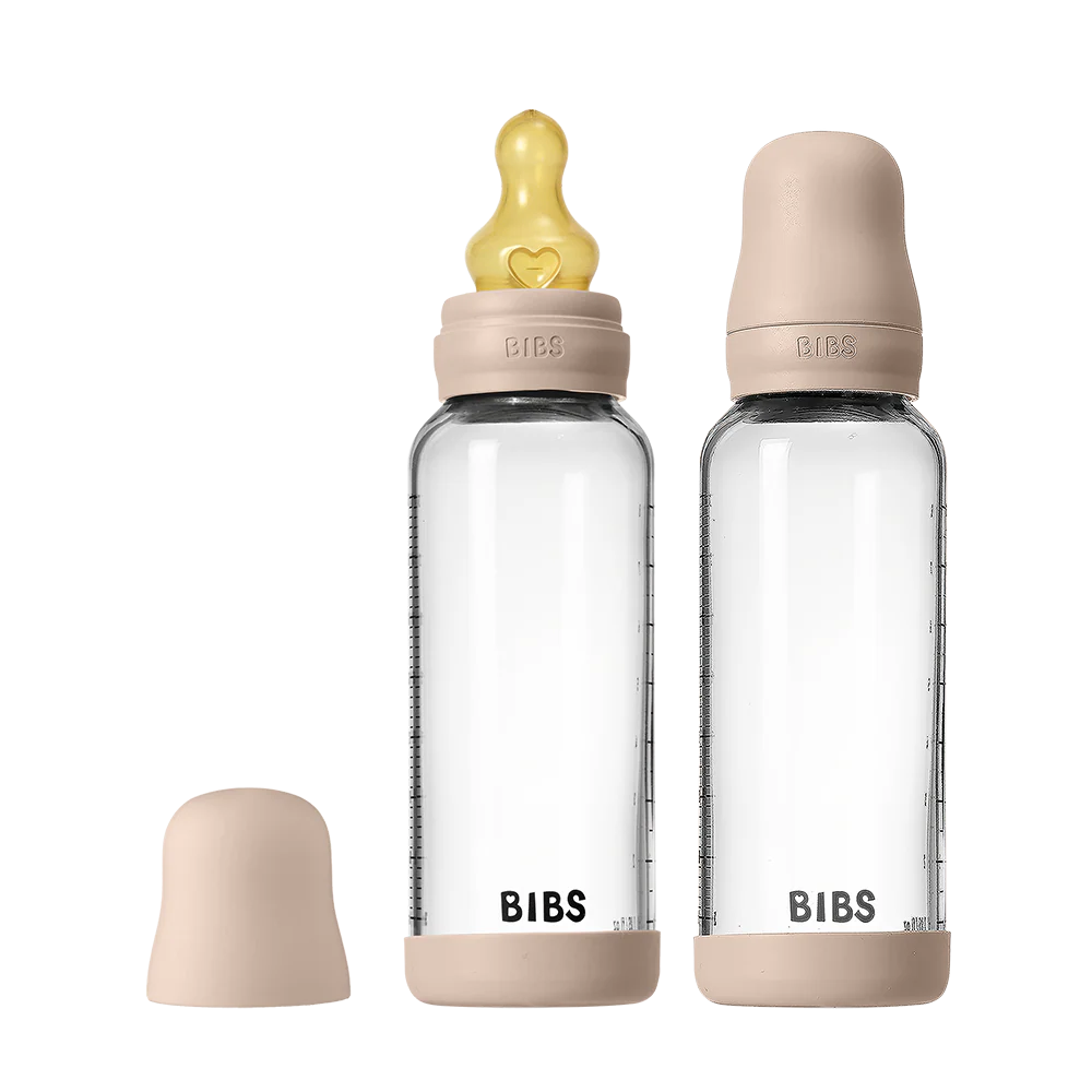 BIBS Glass Bottle Complete Set 2 Pack 240ml Latex - Blush