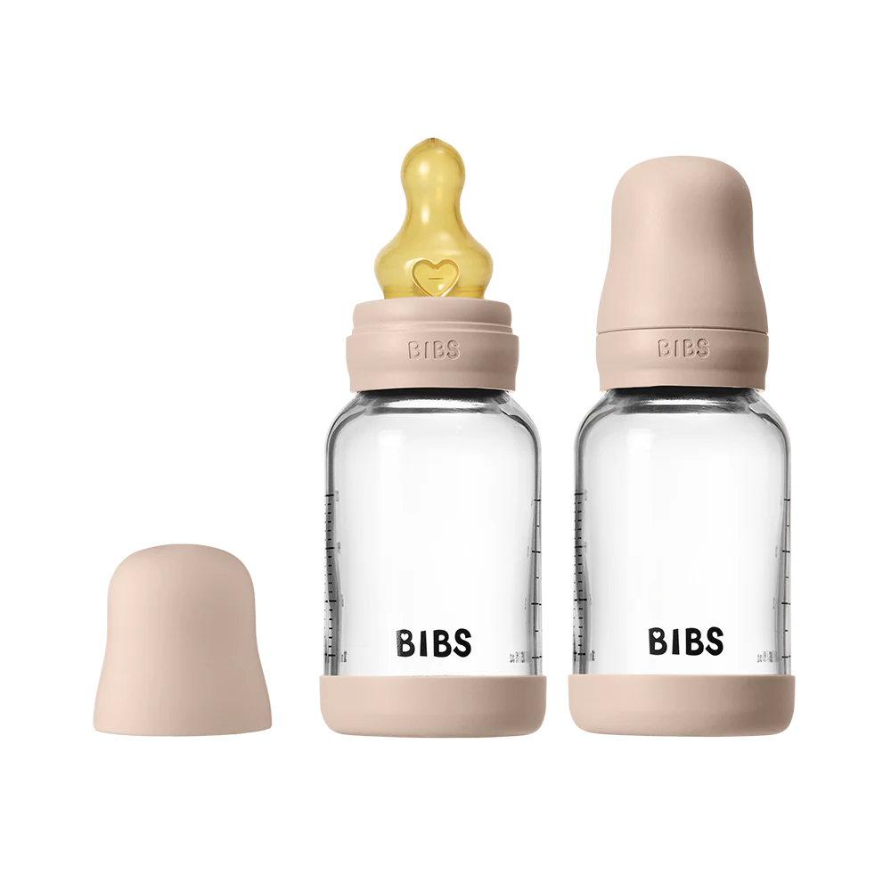 BIBS Glass Bottle Complete Set 2 Pack 120ml Latex - Blush