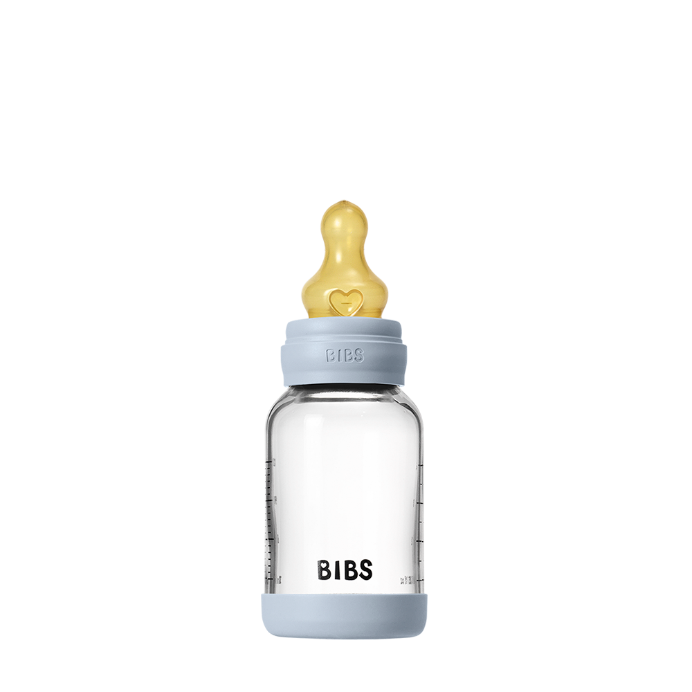 BIBS Glass Baby Bottle Complete Set 120ml Latex Teat