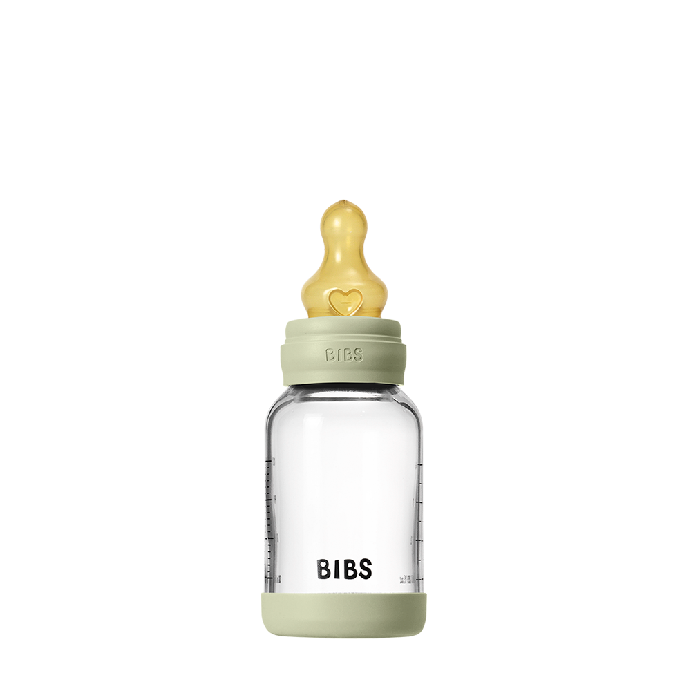 BIBS Glass Baby Bottle Complete Set 120ml Latex Teat
