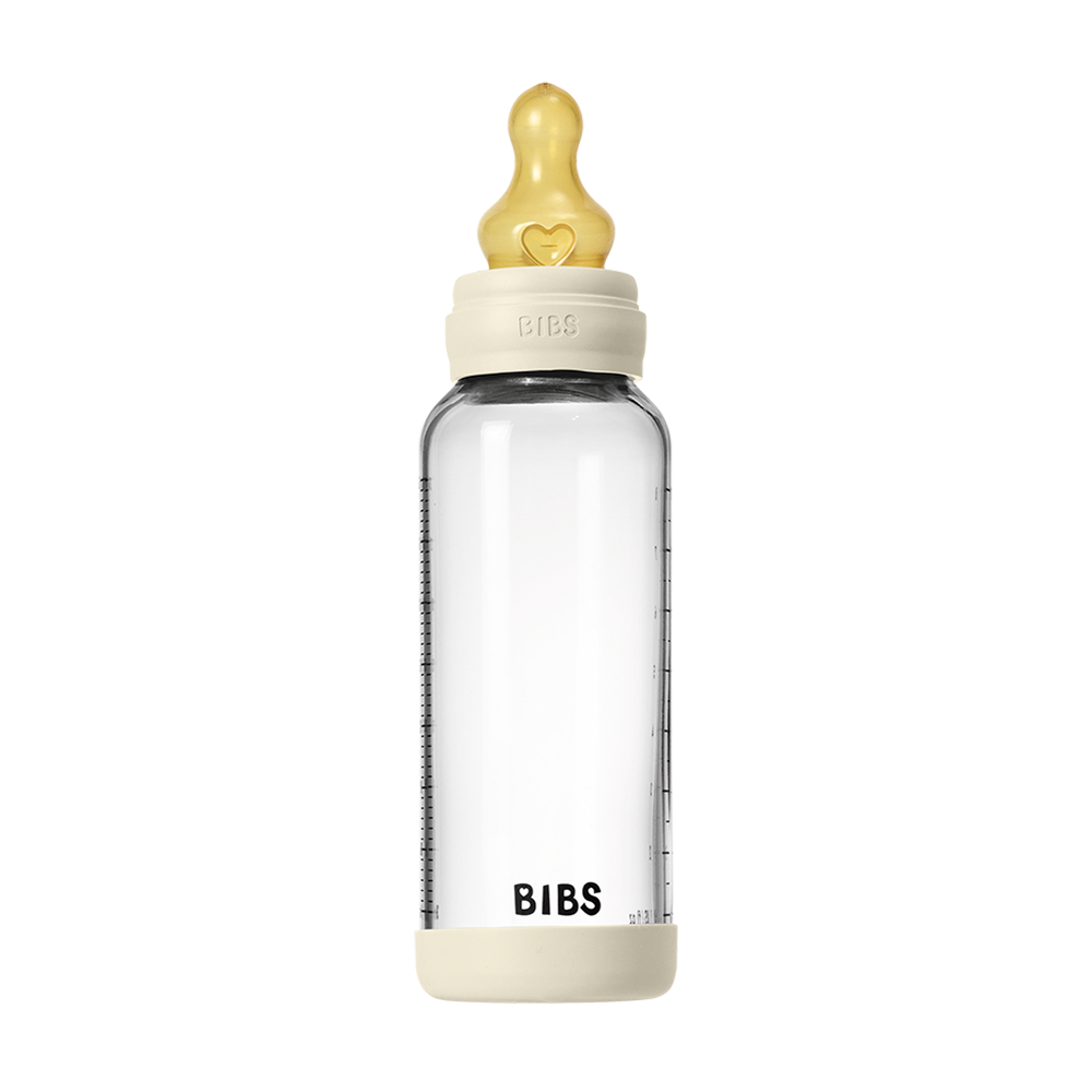 BIBS Glass Baby Bottle Complete Set 240ml Latex Teat