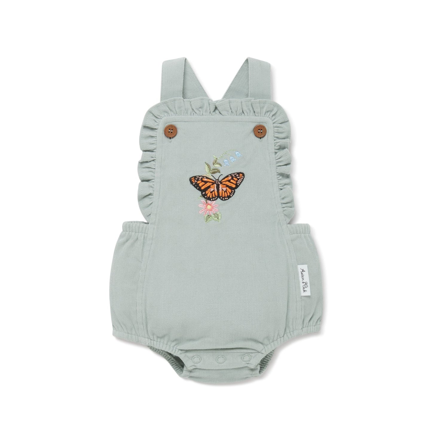 Sage Cord Ruffle Playsuit