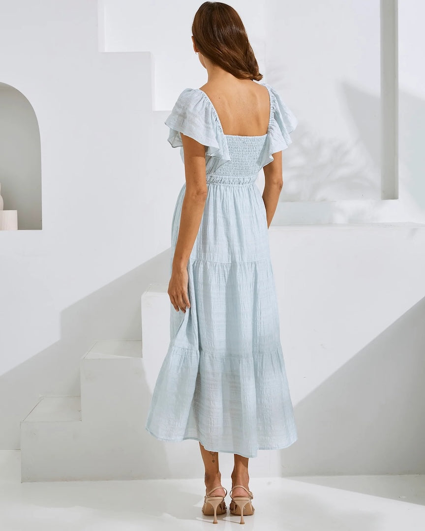 Lila Baby Shower Maternity Sundress Ice Blue