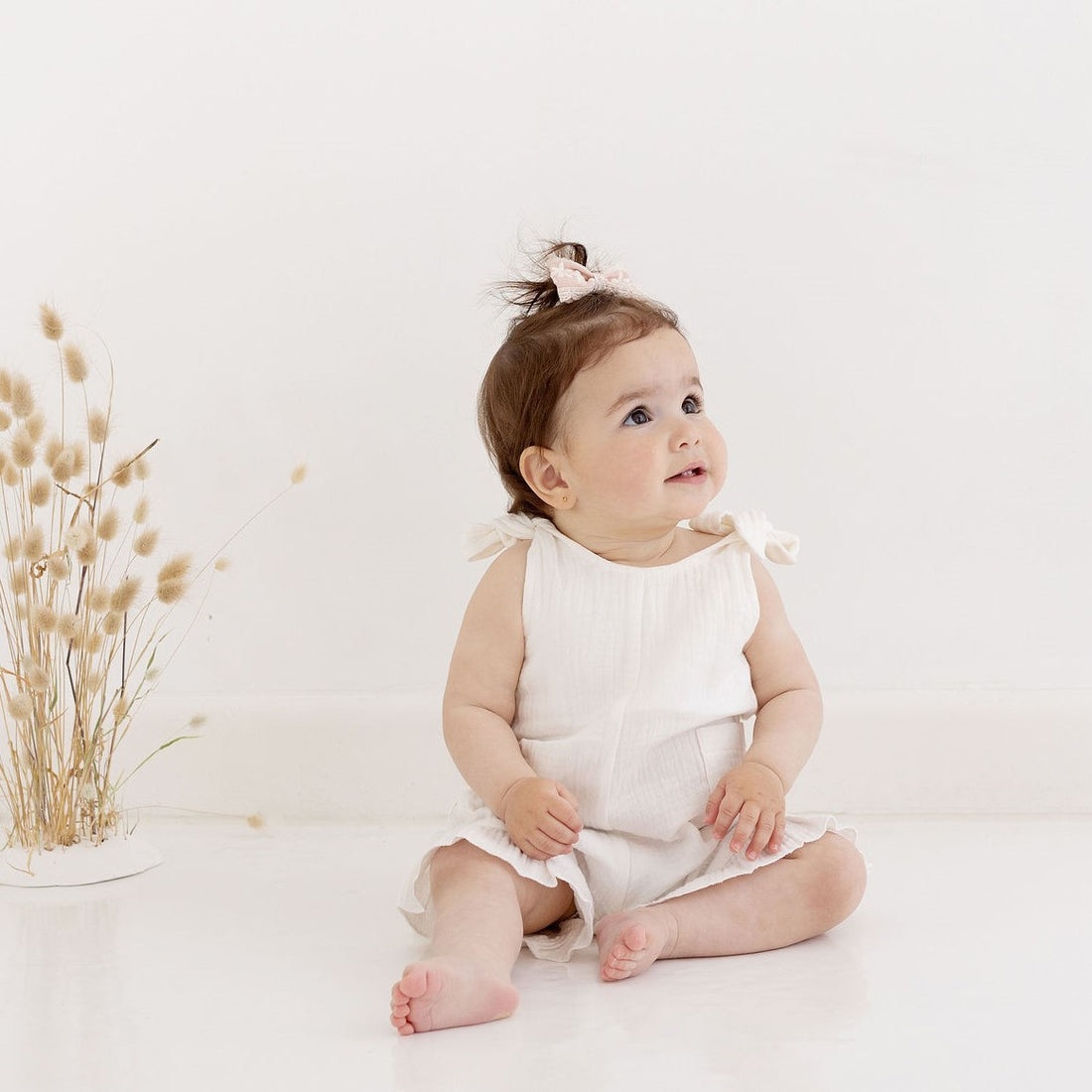 White Muslin Tie Romper