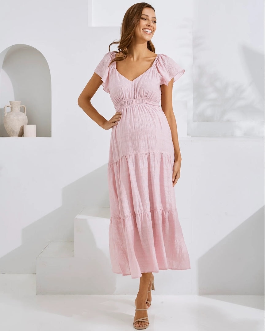 Lila Baby Shower Maternity Dress Candy Pink