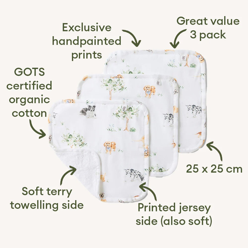 Dog Park Organic Wash Cloths 3 Pack