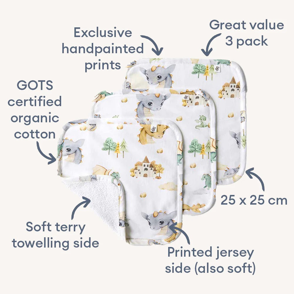 Dragon Organic Wash Cloths 3 Pack