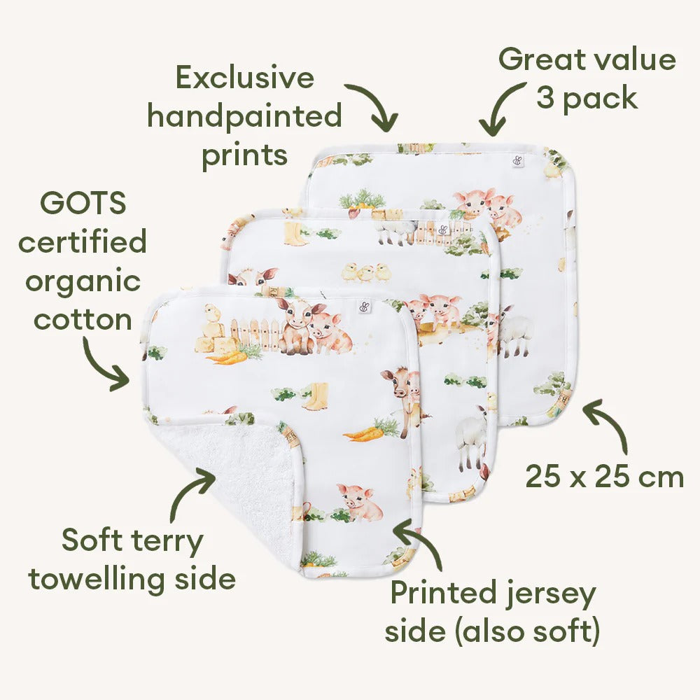 Farm Organic Wash Cloths 3 Pack