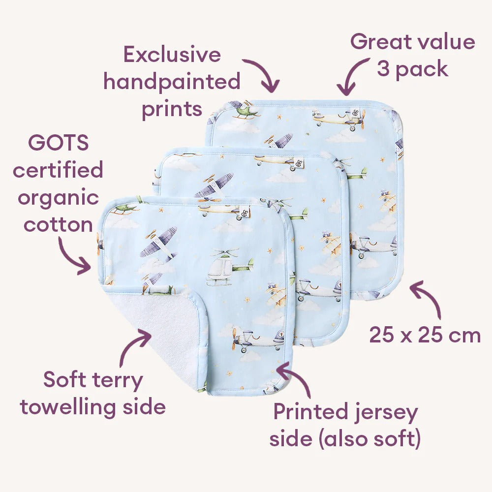Taking Flight Organic Wash Cloths 3 Pack