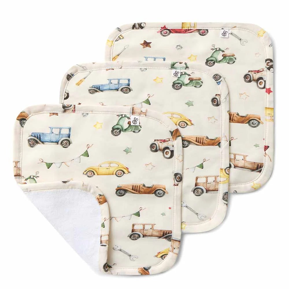 Vintage Cars Organic Wash Cloths 3 Pack