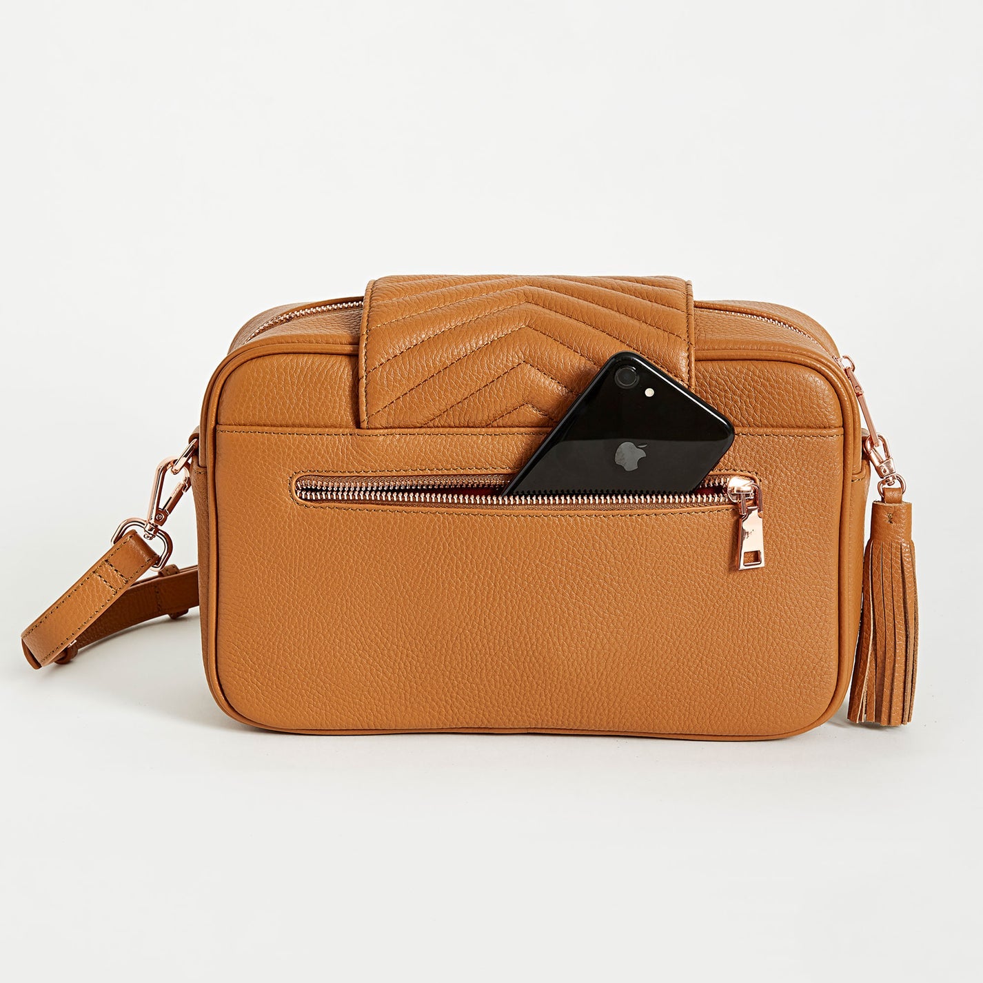 Baebina Cross Body Pram Caddy Organiser Tan - Genuine Leather