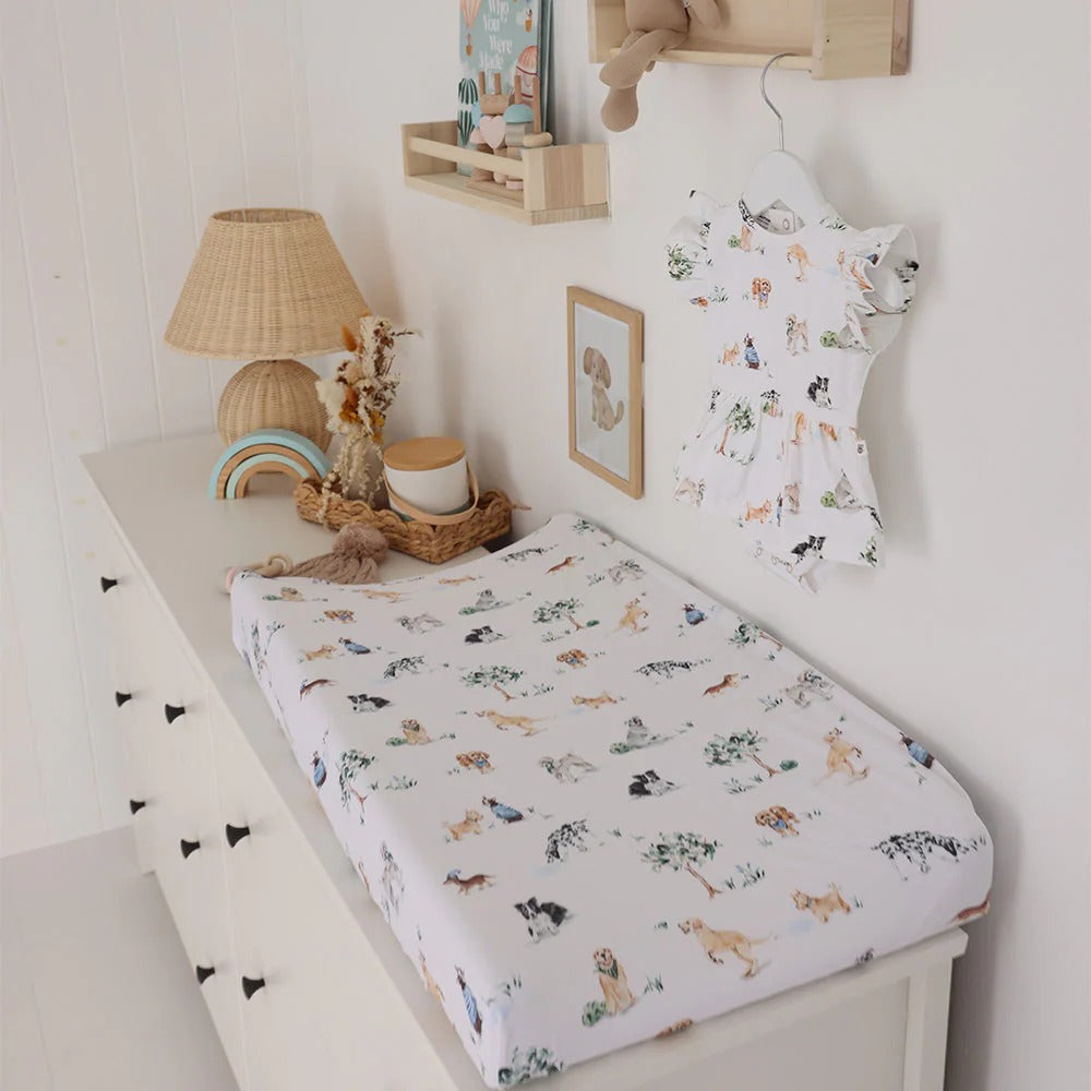 Dog Park Organic Bassinet Sheet / Change Pad Cover
