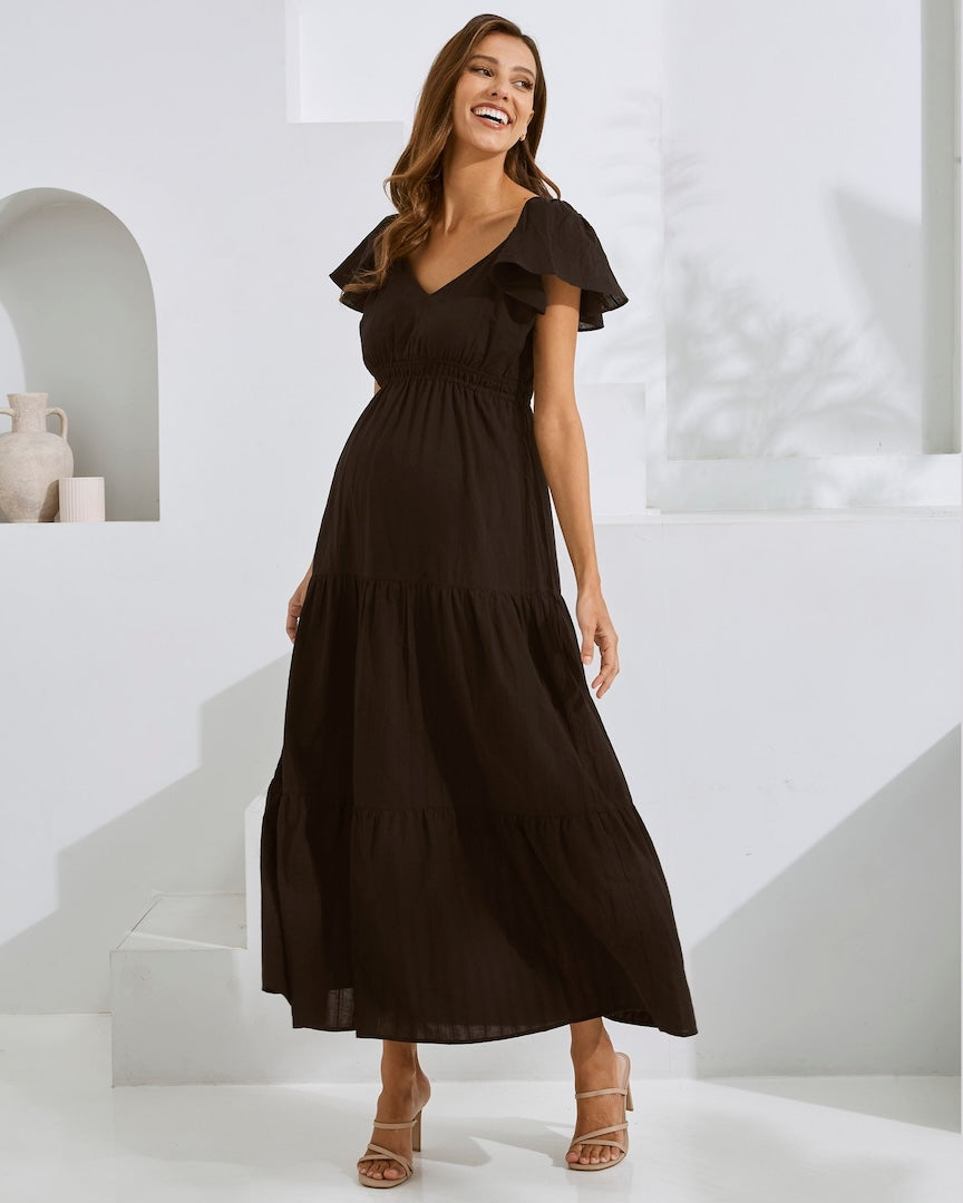 Serena Maternity Cotton Dress Black