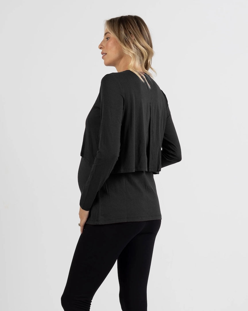 Leonie Maternity/ Nursing Flip Panel Top in Black