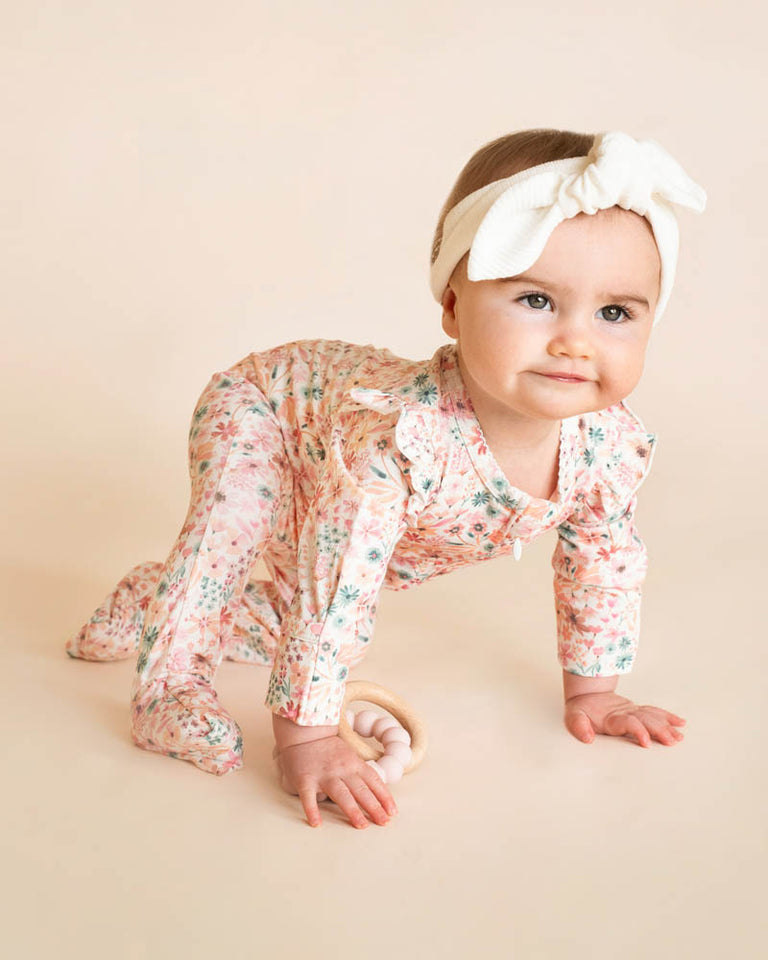 Fern Floral Organic Long Sleeve Zipsuit