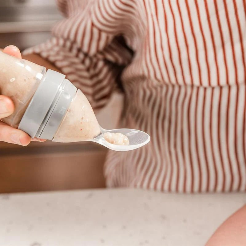 Haakaa Silicone Baby Food Dispensing Spoon Grey