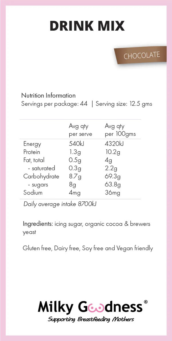 Lactation Chocolate Drink Mix by Milky Goodness