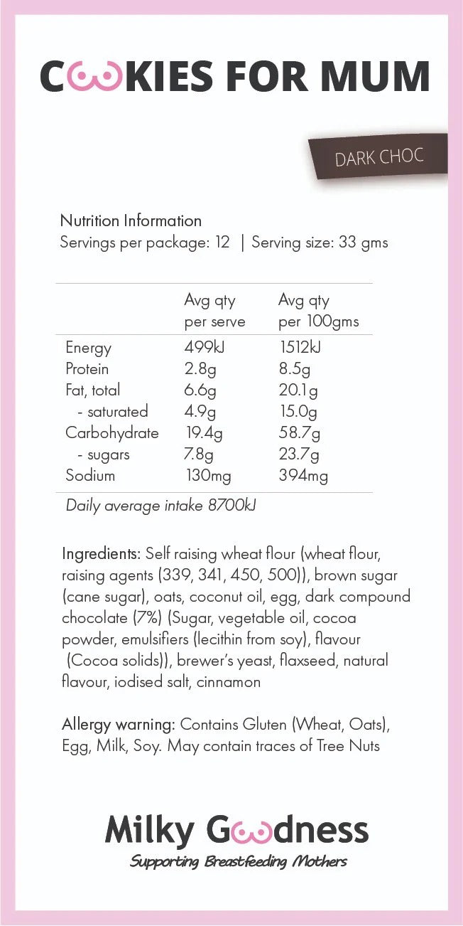 Lactation Cookies Dark Chocolate Chip Milky Goodness