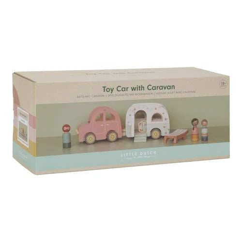 Little Dutch Wooden Toy Car with Caravan