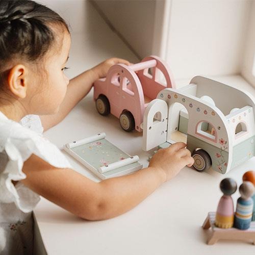 Little Dutch Wooden Toy Car with Caravan