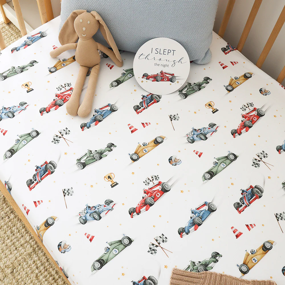 Little Racers Organic Fitted Cot Sheet