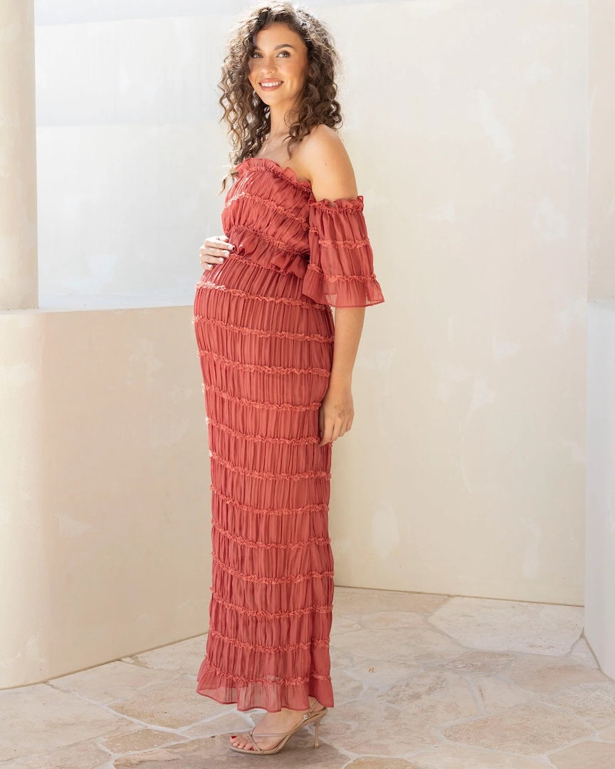 Marisol 2 piece Maternity Photoshoot Dress in Crimson Glow