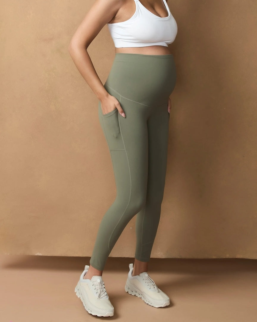 Active Overbelly Side Pocket 7/8 Leggings Sage