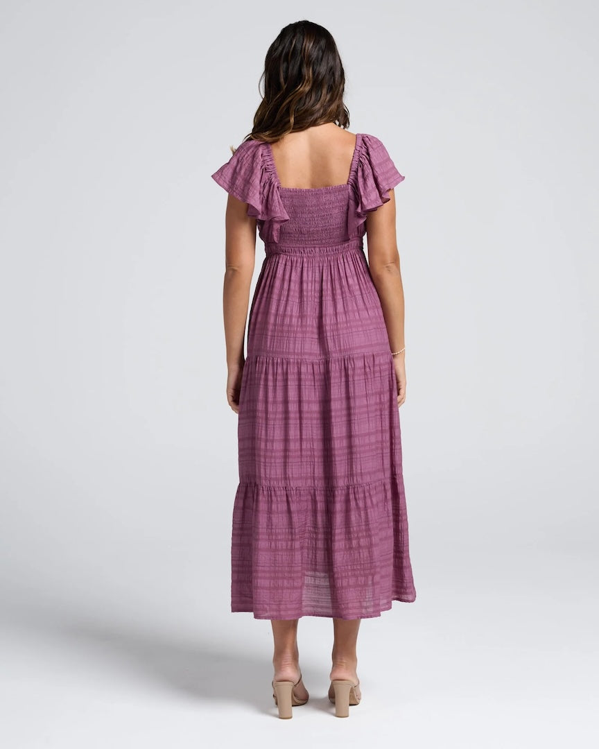 Lila Baby Shower Maternity Sundress in Plum
