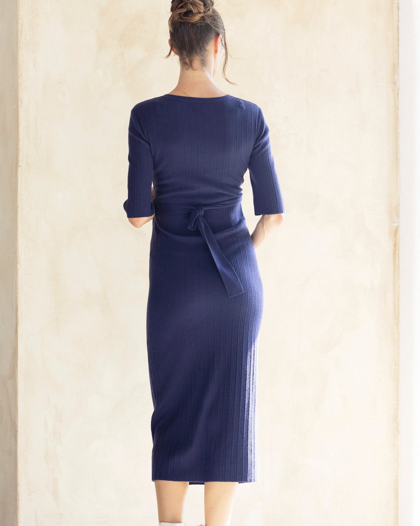 Annabella Maternity Knit Midi Dress Navy