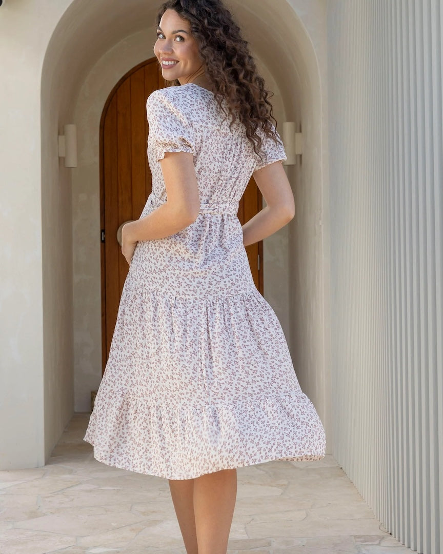 Jasmine Maternity Wrap Dress in Nude