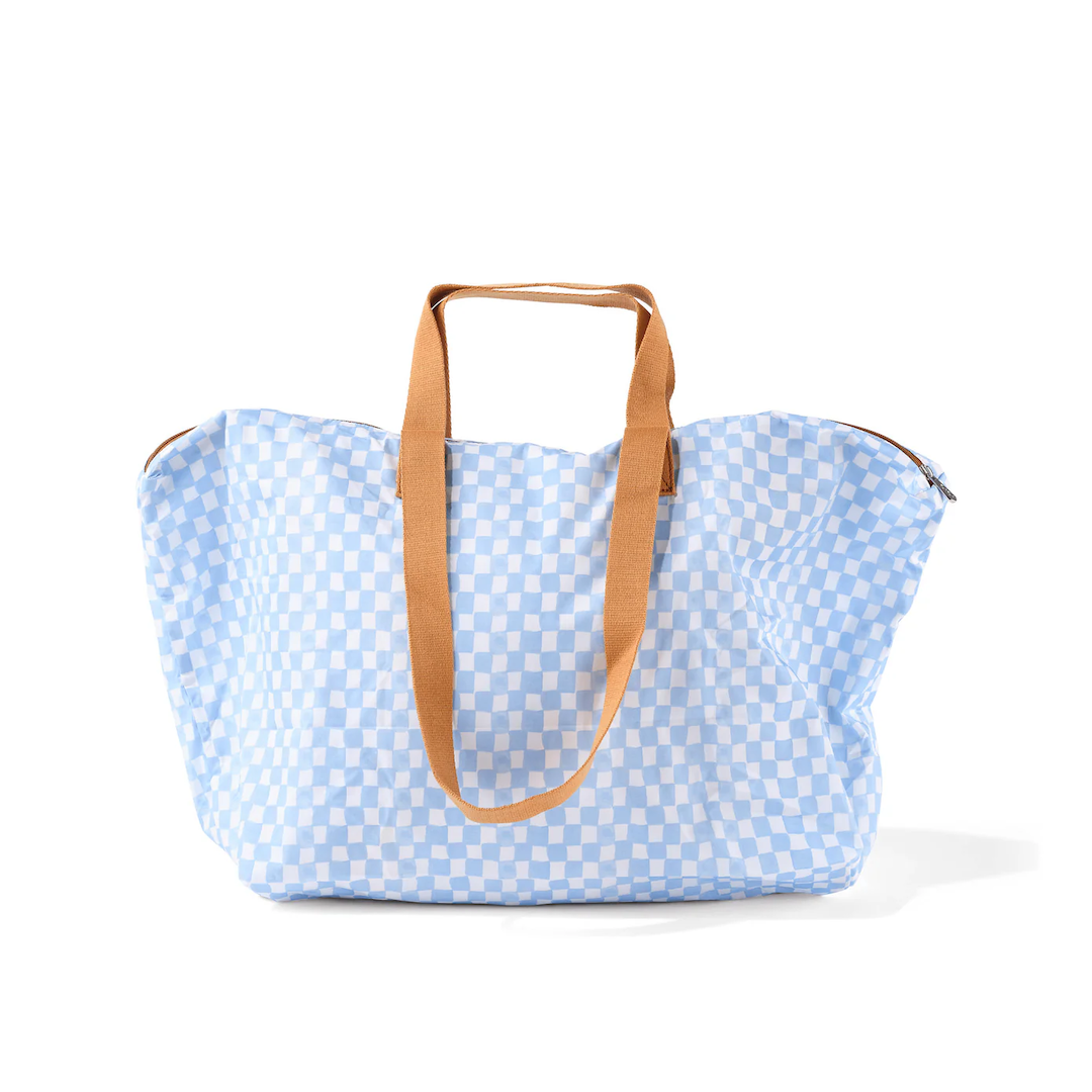 OiOi Fold Up Tote Blue Check