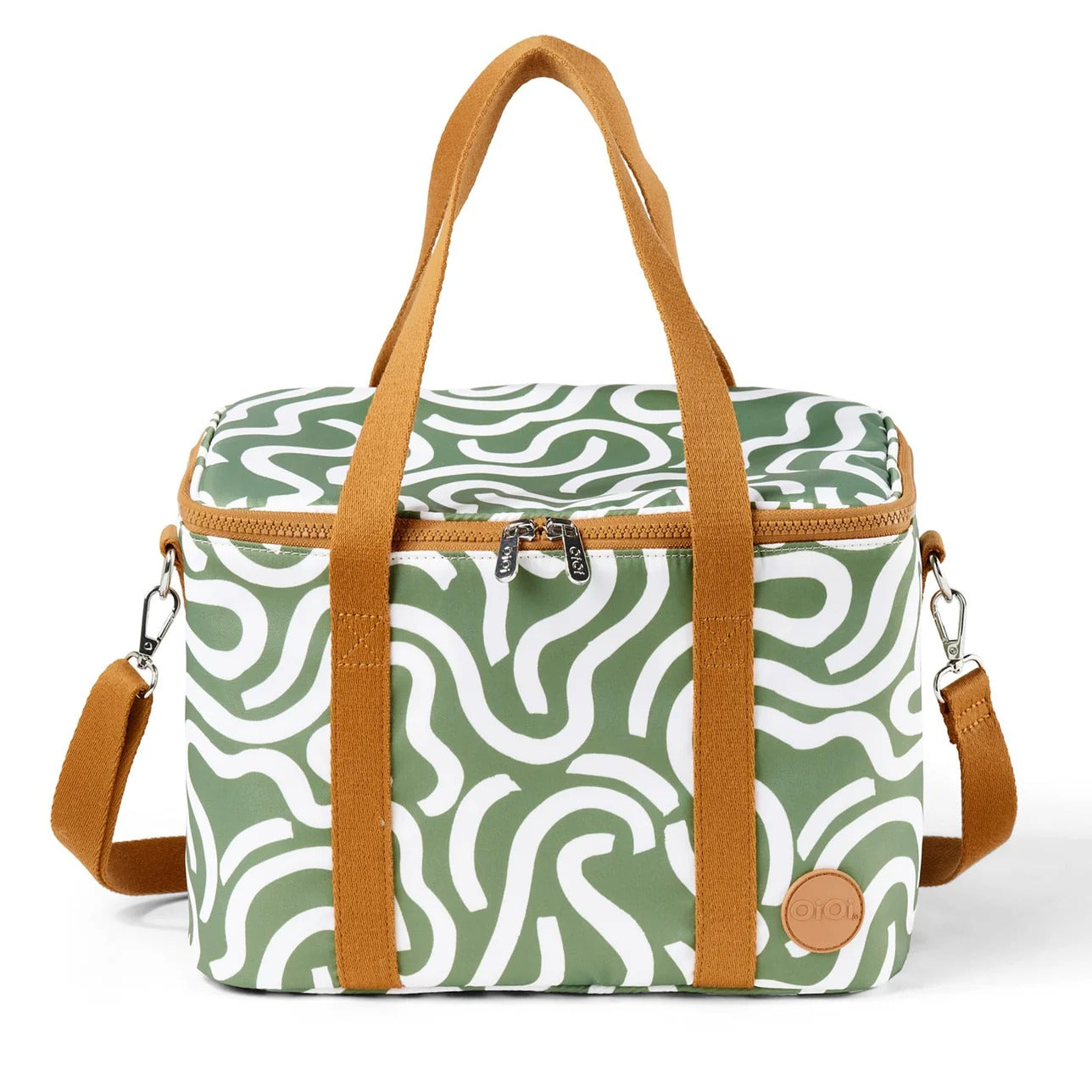 OiOi Maxi Insulated Picnic Bag/Pumping Bag Green Squiggle