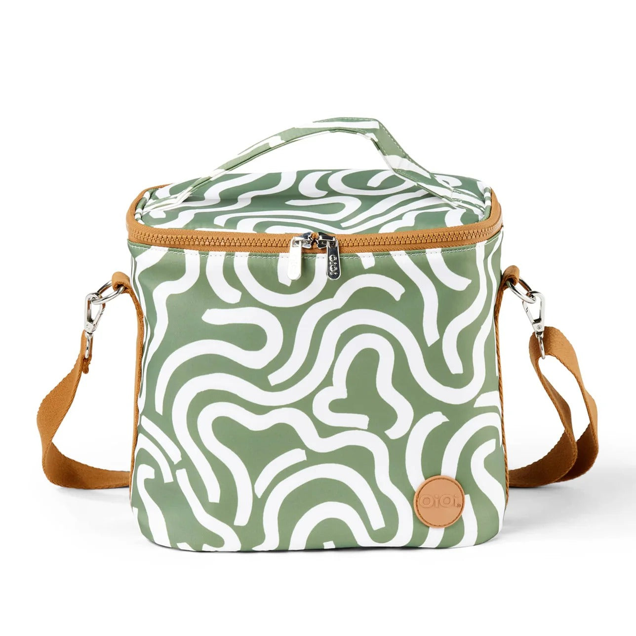 OiOi Midi Insulated Lunch Bag/Pumping Bag Green Squiggle