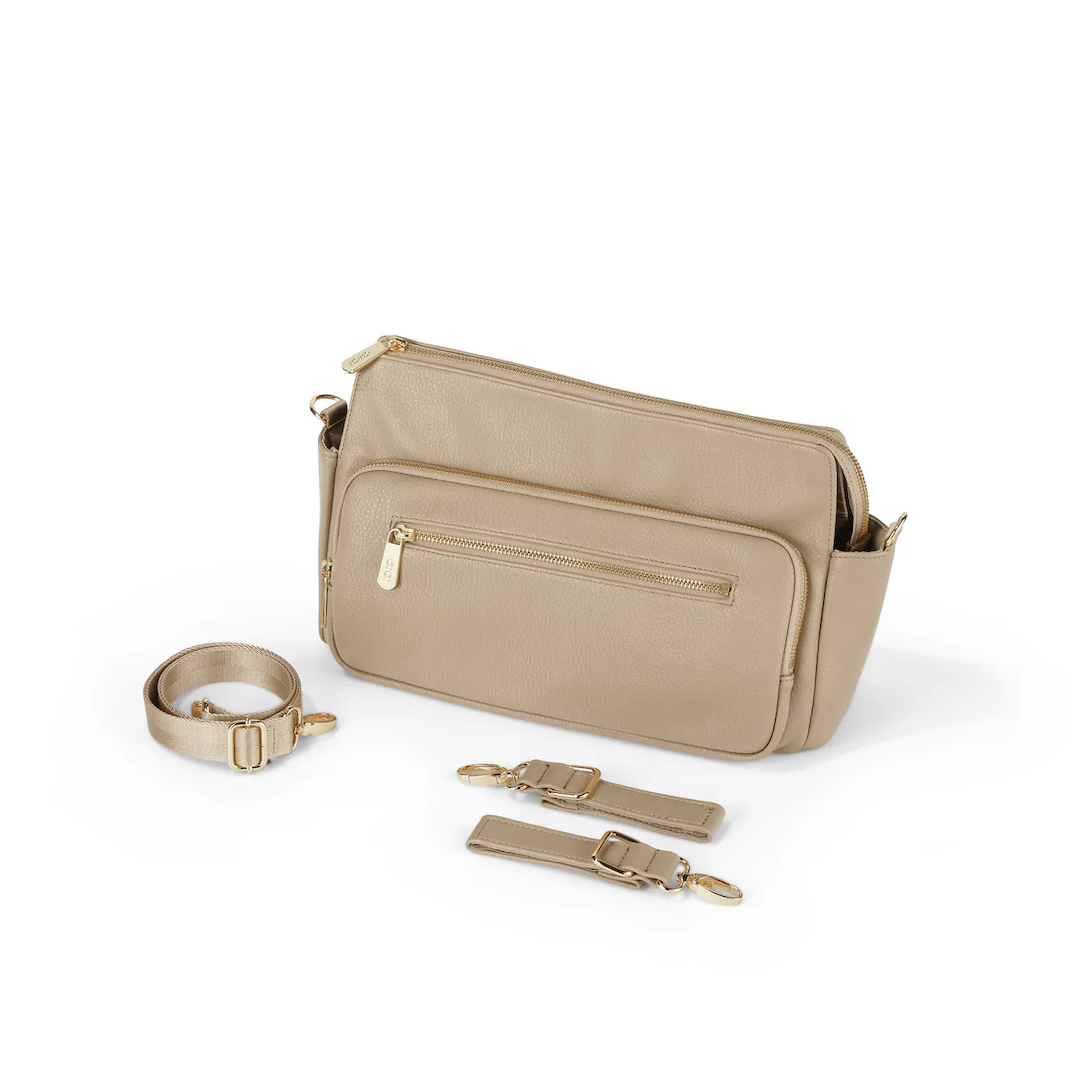 OiOi Multitasker Pram Caddy 2.0 Oat Vegan Leather