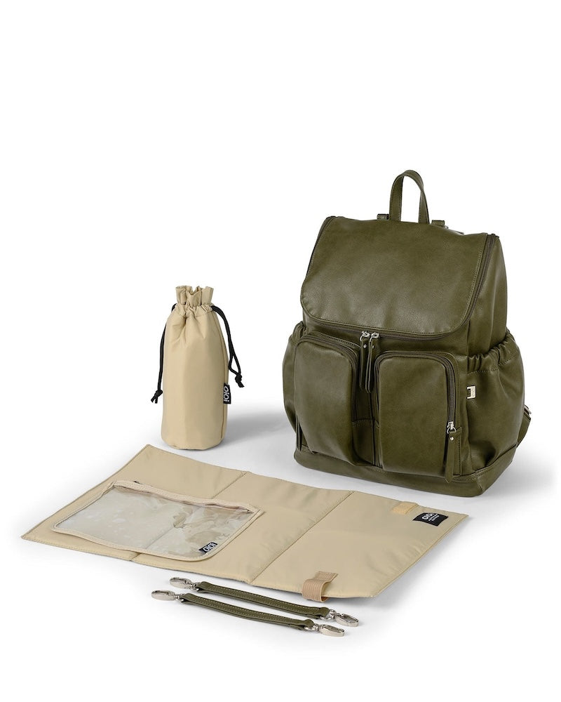 OiOi Signature Nappy Backpack - Olive Vegan Leather