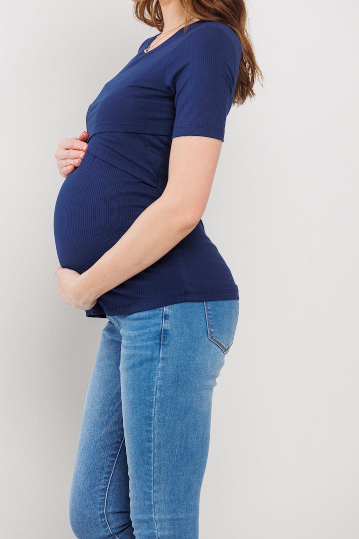 Rib Maternity Double Layered Bust Nursing Top