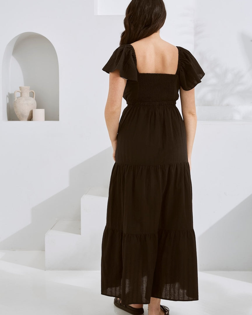 Serena Maternity Cotton Dress Black