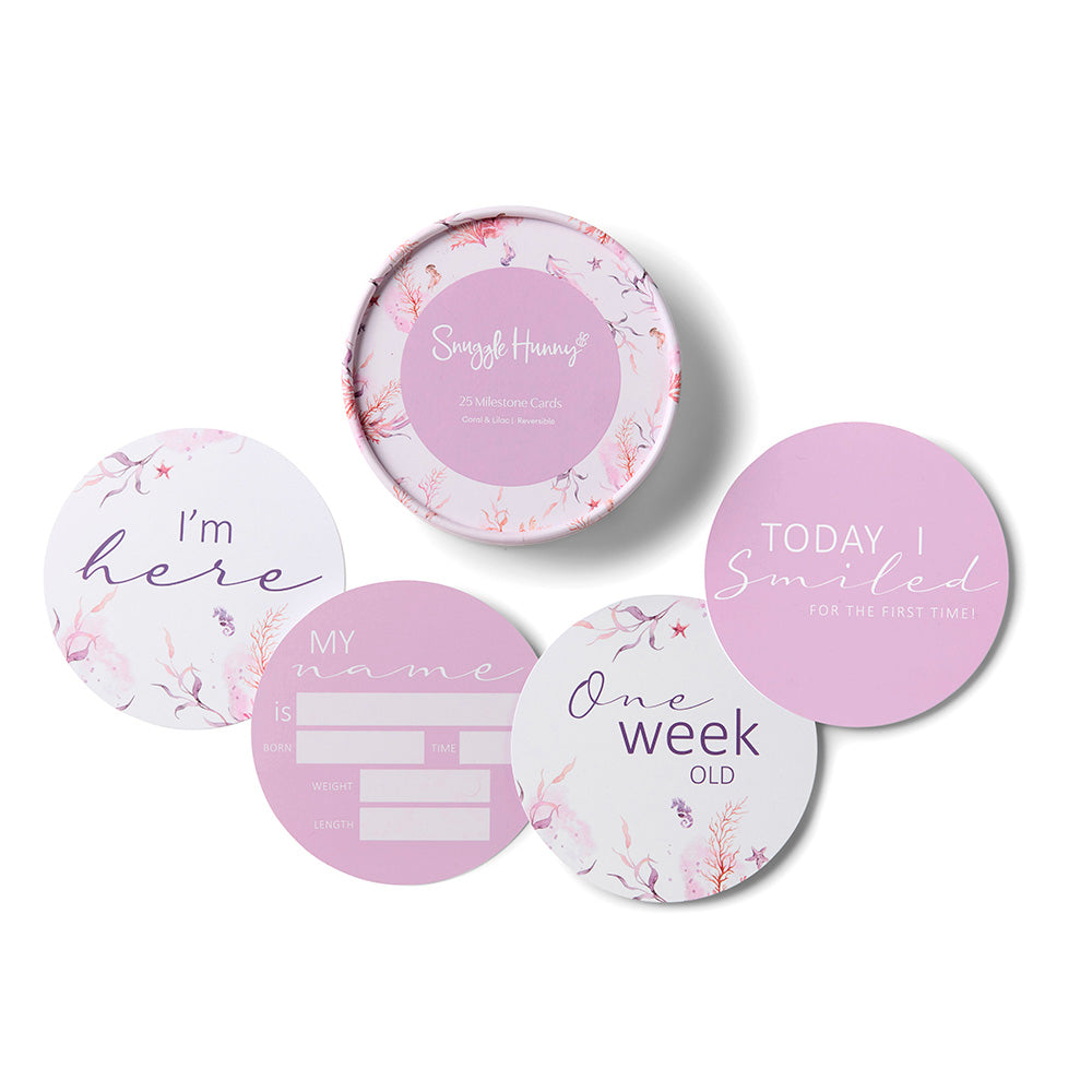 Coral and Lilac Reversible Milestone Cards