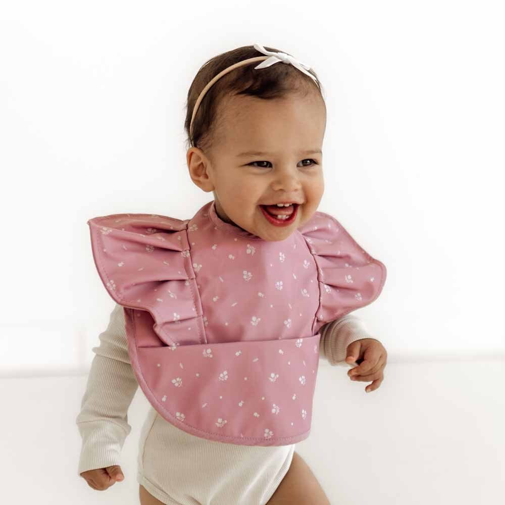Pink Fleur Snuggle Waterproof Frill Bib