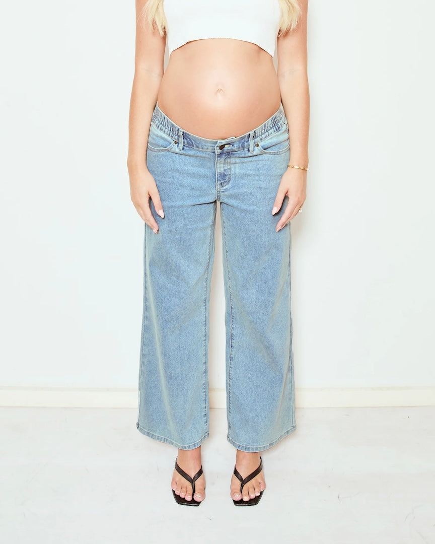 Heaven Straight Maternity Jeans Mid Wash (Cropped)