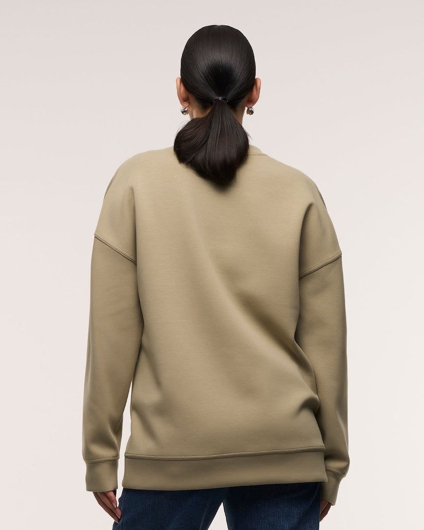 Oversized Feeding Zip Jumper Khaki