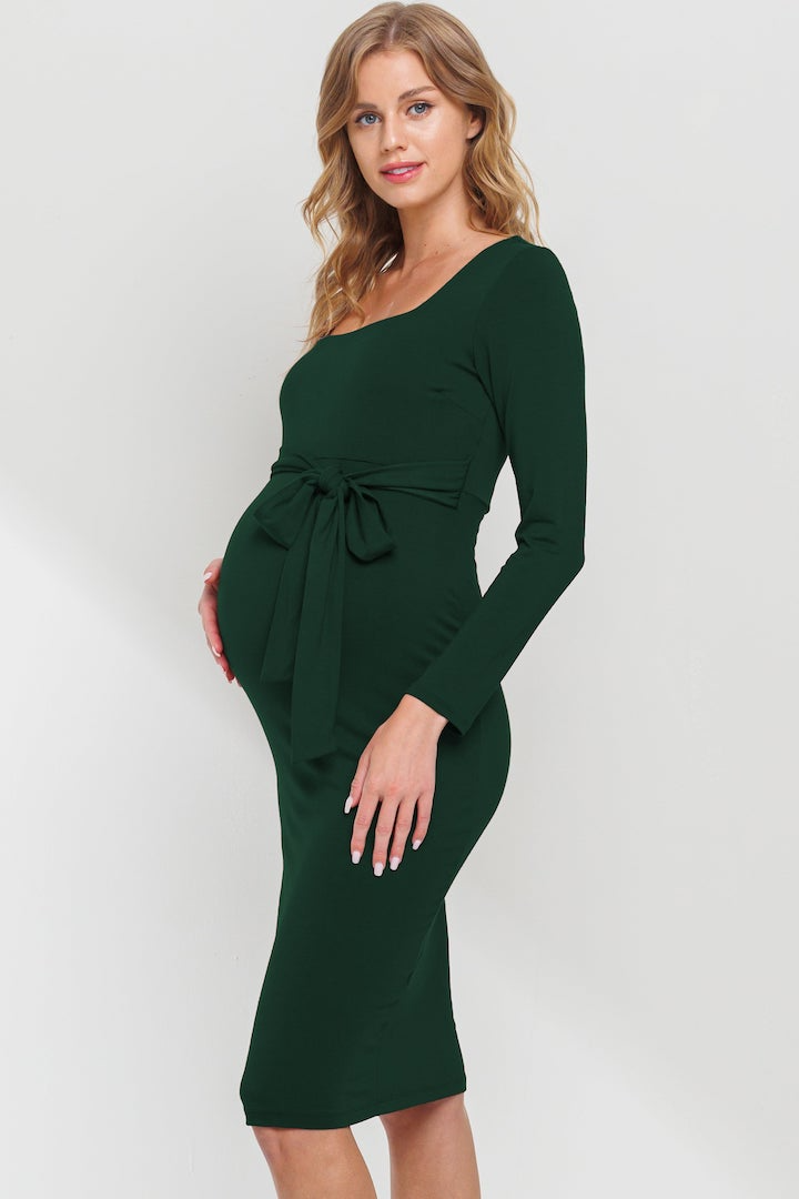 Hello Miz Square Neck Side Tie Maternity Dress