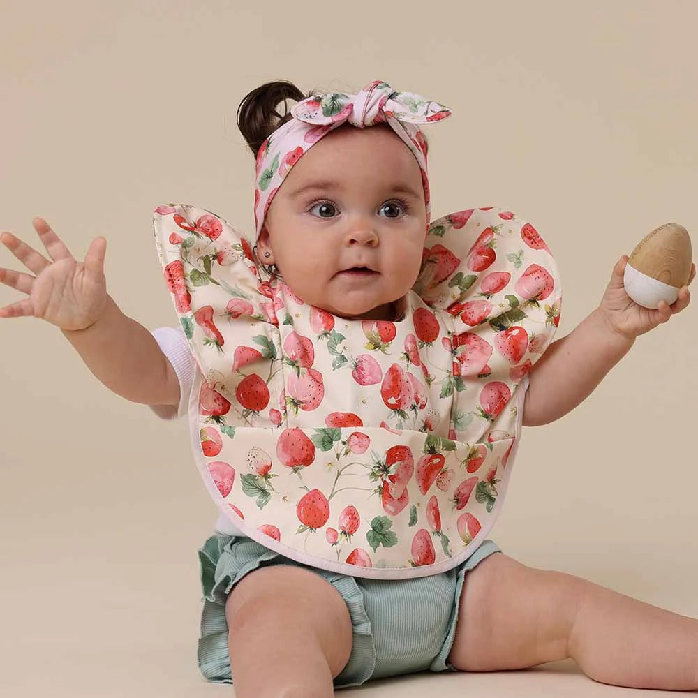 Strawberry Frill Snuggle Bib Waterproof